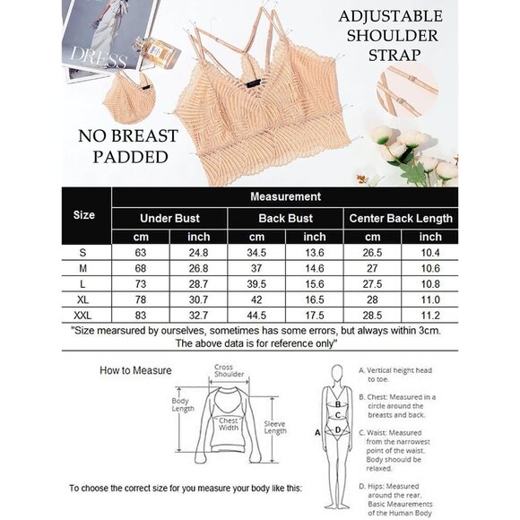 Women's Beige Lace Camisoles Double-layered V-neck Sexy Bralettes Crop Top - Picture 6 of 6